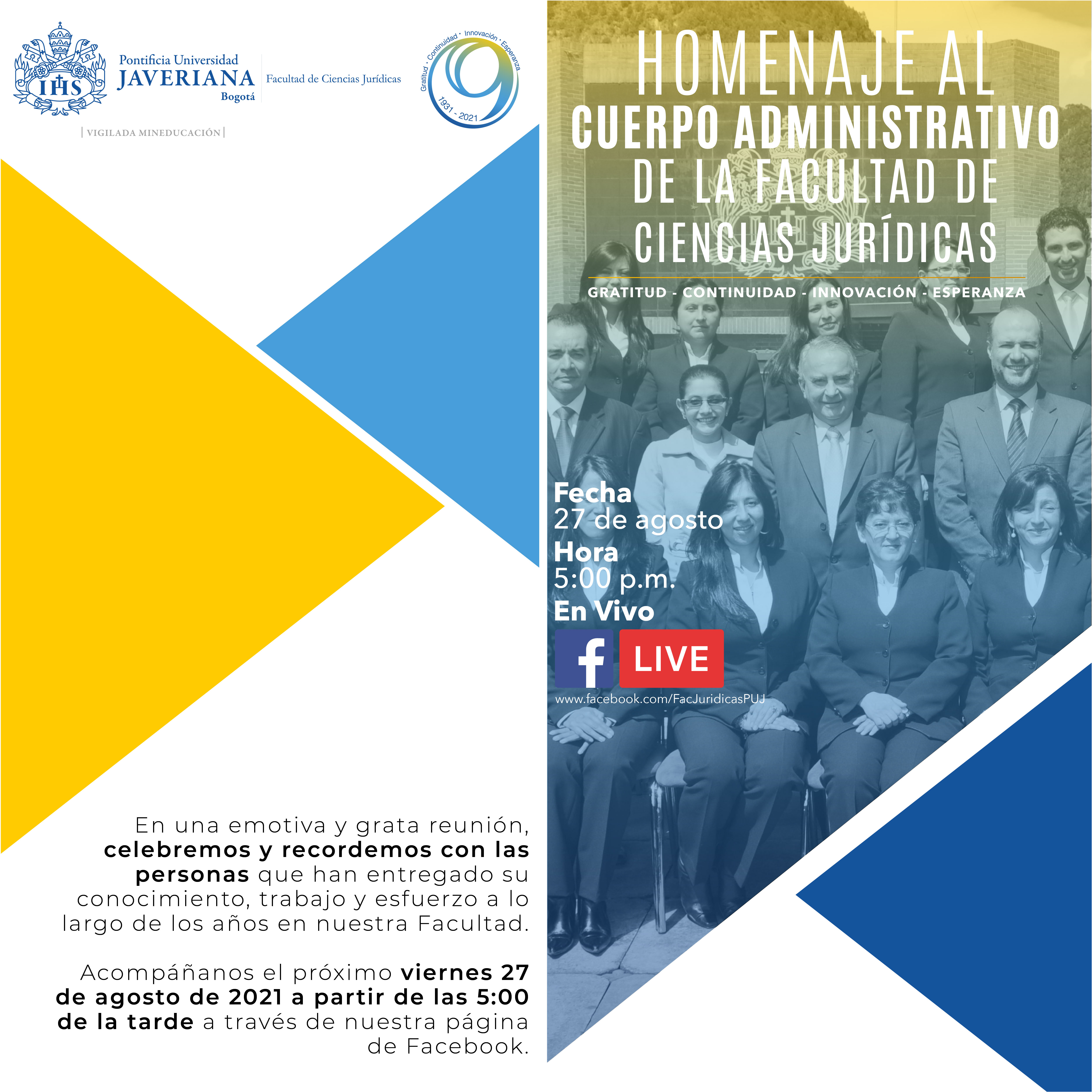 Homenaje al Personal Administrativo de la Facultad de Ciencias Jurídicas imagen